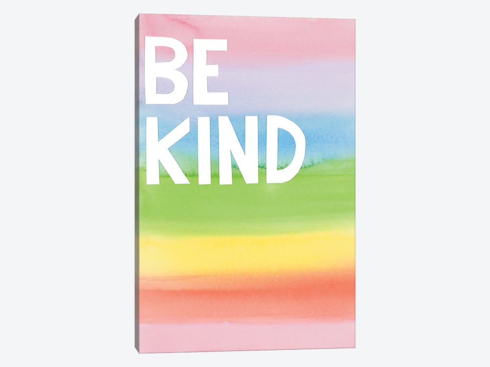 Be Kind Rainbow Colors by Jen Bucheli 1-piece Canvas Print
