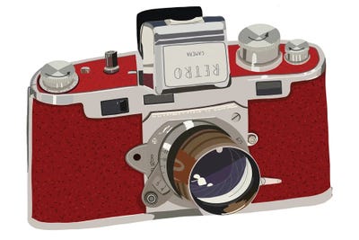 Retro Camera by Jen Bucheli metal wall art