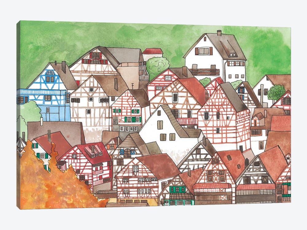 Small Town by Jen Bucheli 1-piece Canvas Art Print