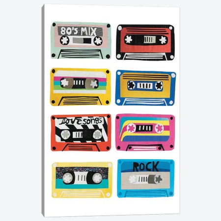 Retro Mix Tapes Canvas Print #JBC4} by Jen Bucheli Canvas Print