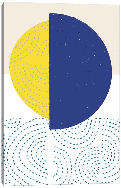 Blue And Yellow Mod Circles I Canvas Art Print - Jen Bucheli