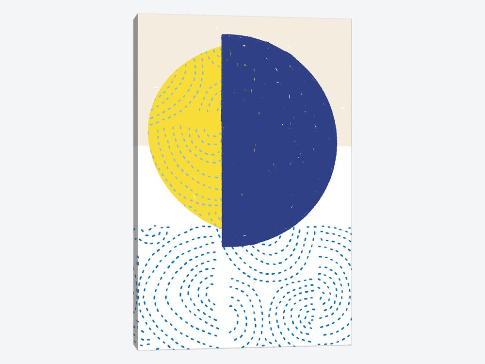 Blue And Yellow Mod Circles I by Jen Bucheli 1-piece Canvas Artwork