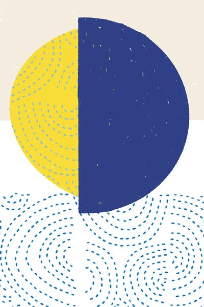 Jen Bucheli: Blue And Yellow Mod Circles I by Jen Bucheli