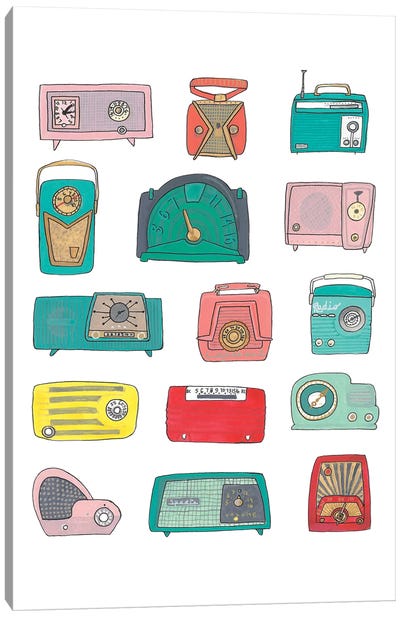 Retro Radios Canvas Art Print - Jen Bucheli