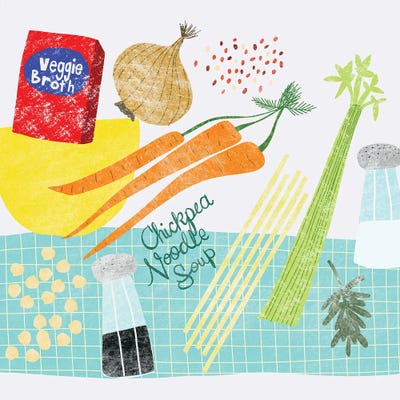 Chickpea Noodle Soup by Jen Bucheli metal wall art