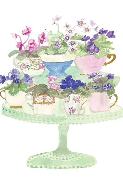 Floral Tea Cups by Jen Bucheli canvas print