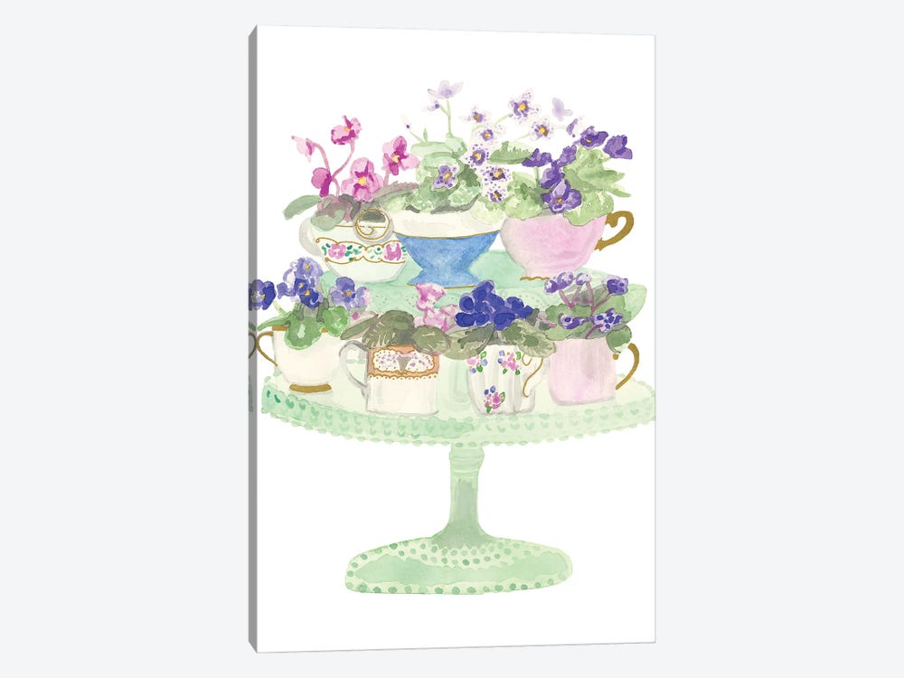 Floral Tea Cups by Jen Bucheli 1-piece Canvas Art