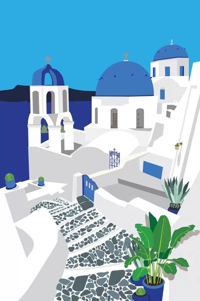 Blue Domed Church Santorini: Santorini by Jen Bucheli