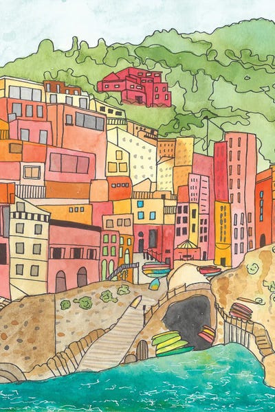 Village By The River by Jen Bucheli canvas print