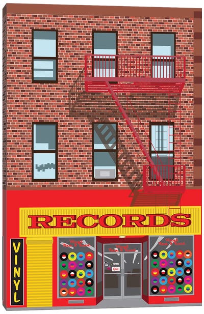 VInyl Records Canvas Art Print - Jen Bucheli