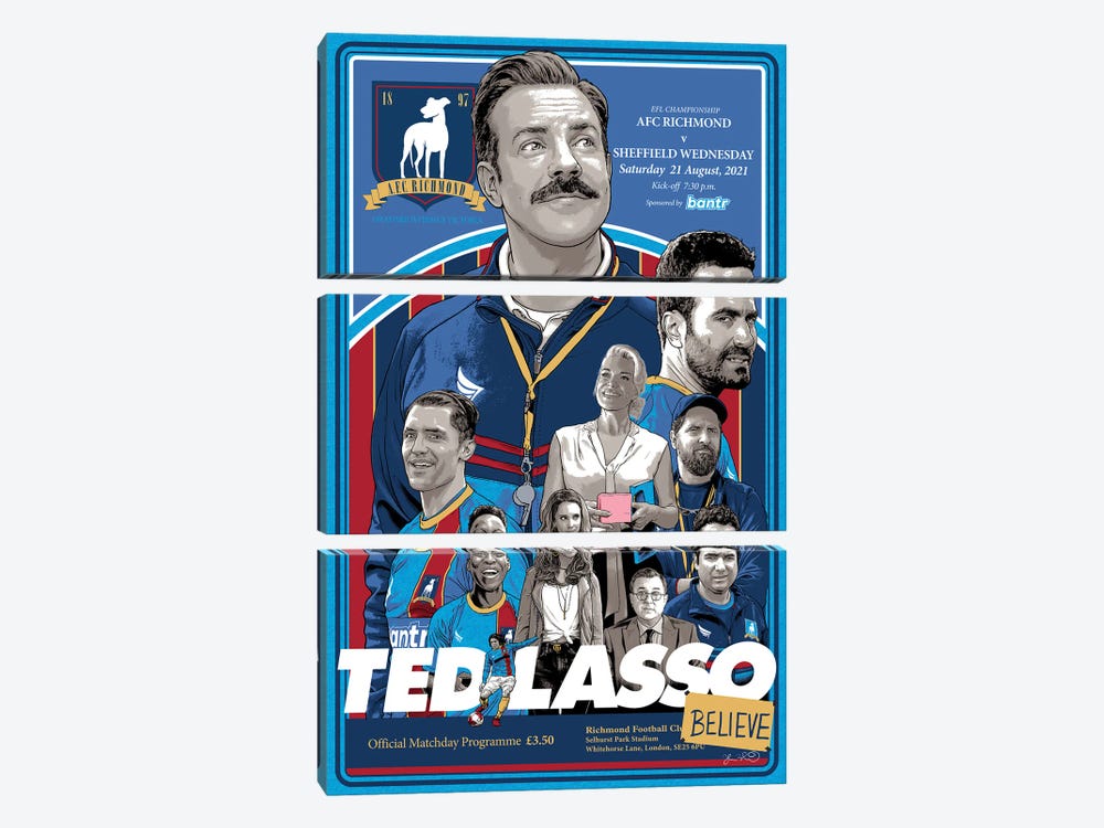 Ted Lasso by Joshua Budich 3-piece Canvas Wall Art