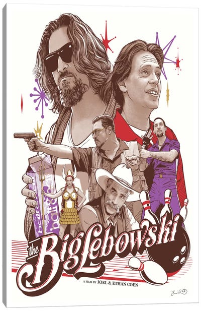 The Big Lebowski Canvas Art Print - Crime & Gangster Movie Art