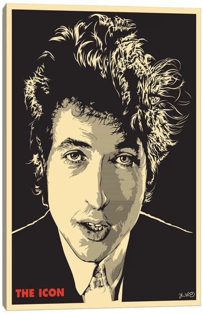 The Icon: Bob Dylan Canvas Art Print - Sixties Nostalgia Art
