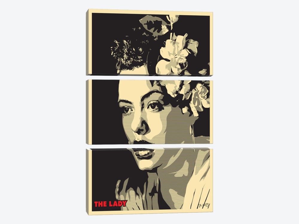 The Lady: Billie Holiday by Joshua Budich 3-piece Canvas Print