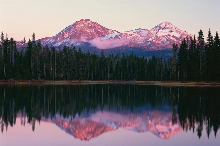 OR, Willamette NF. North and Middle Sister, with first snow of autumn