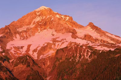 Oregon. Mount Hood NF, Mount Hood Wilderness, west side of Mount Hood reddens at sunset. by John Barger framed wall art