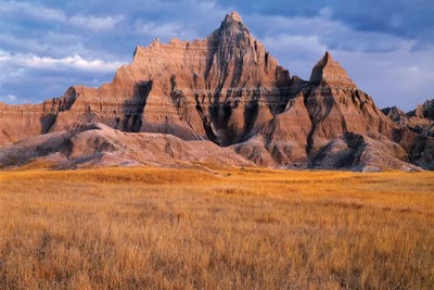 USA, South Dakota, Badlands National Park, Storm clouds over Vampire Peak by John Barger framed canvas print
