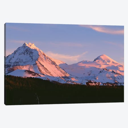 Oregon. Three Sisters Wilderness, sunset light on North and Middle Sister with autumn snow Canvas Print #JBG22} by John Barger Canvas Wall Art