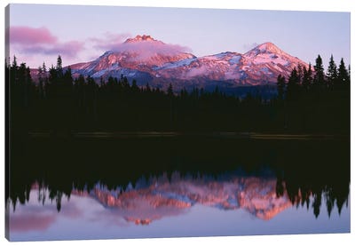 Oregon. Willamette NF, North and Middle Sister, with first snow of autumn Canvas Art Print
