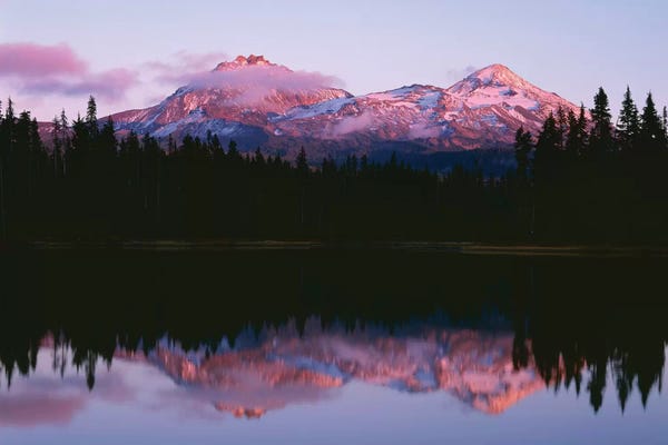 John Barger: Oregon. Willamette NF, North and Middle Sister, with first snow of autumn by John Barger
