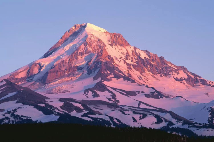 USA, Oregon, Mount Hood National Forest. Sunset light on north side of Mound Hood in early summer.