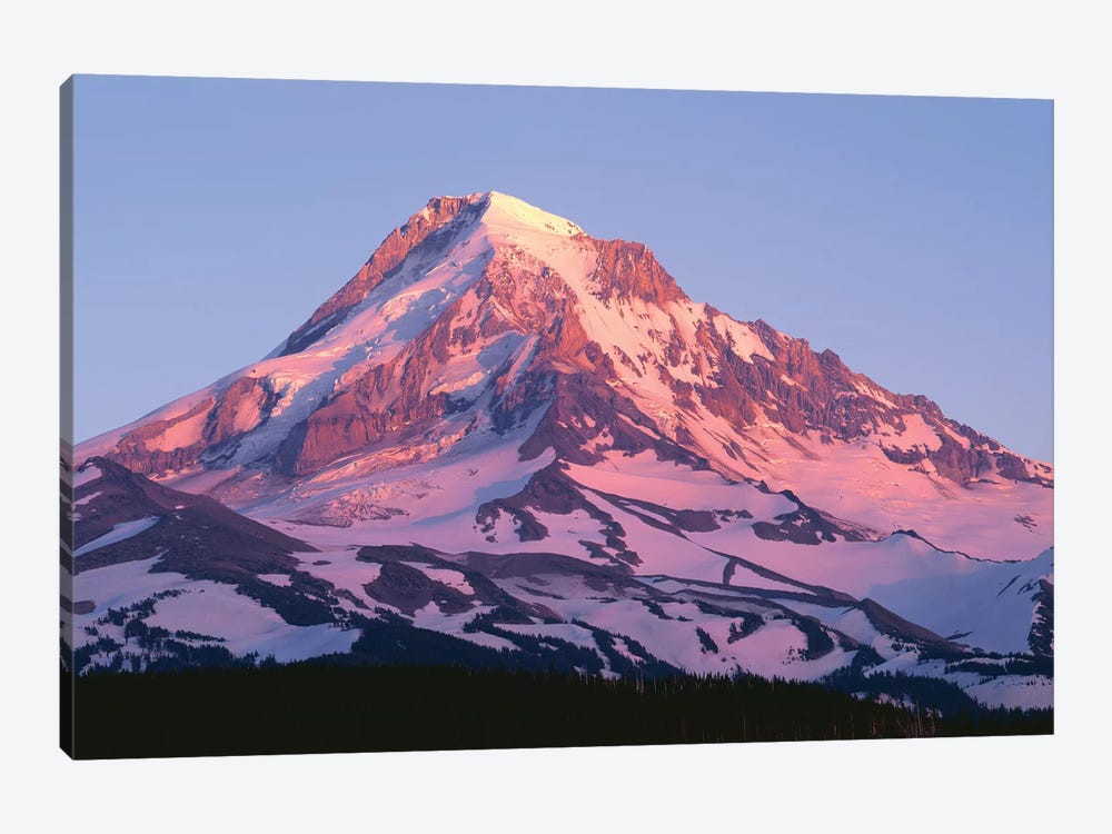 USA, Oregon, Mount Hood National Forest. Sunset light on north side of Mound Hood in early summer. by John Barger 1-piece Canvas Wall Art
