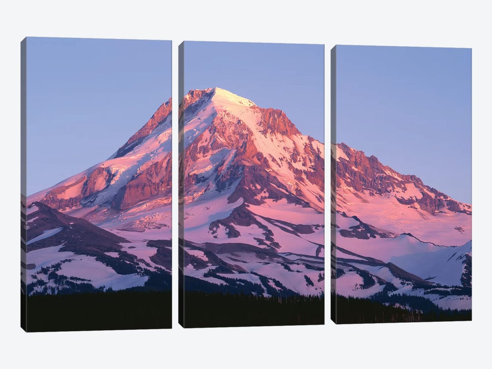 USA, Oregon, Mount Hood National Forest. Sunset light on north side of Mound Hood in early summer. by John Barger 3-piece Canvas Art
