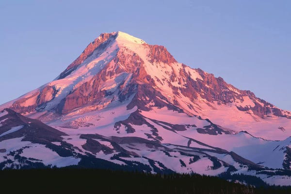 Oregon: USA, Oregon, Mount Hood National Forest. Sunset light on north side of Mound Hood in early summer. by John Barger