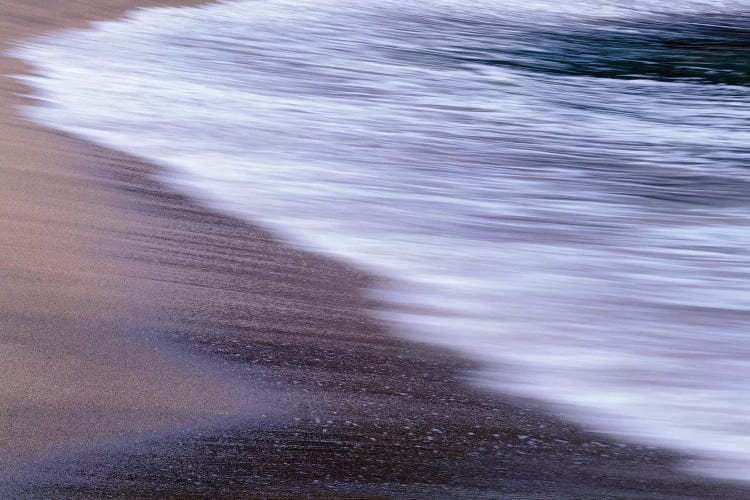 USA, Oregon, Shore Acres State Park. Waves and beach sand.