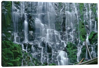 OR, Mount Hood NF. Mount Hood Wilderness, Ramona Falls is formed by a small creek Canvas Art Print - Mount Hood Art