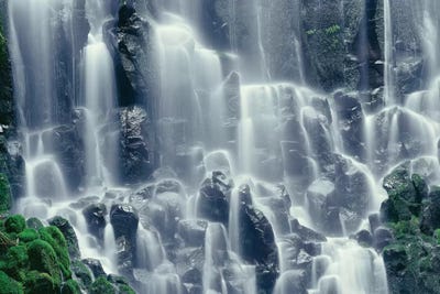 OR, Mount Hood NF. Mount Hood Wilderness, Ramona Falls is formed by a small creek by John Barger framed wall art