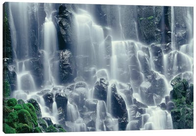 OR, Mount Hood NF. Mount Hood Wilderness, Ramona Falls is formed by a small creek Canvas Art Print - Oregon Art