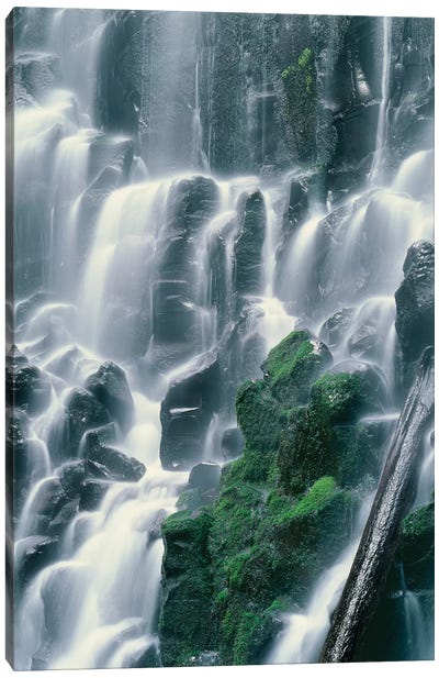 OR, Mount Hood NF. Mount Hood Wilderness, Ramona Falls is formed by a small creek Canvas Art Print - Mount Hood Art