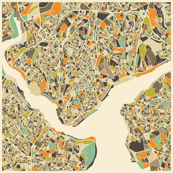 Vintage & Retro: Abstract City Map of Istanbul by Jazzberry Blue