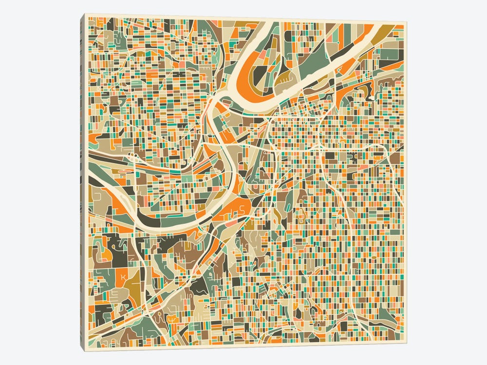 Abstract City Map of Kansas City 1-piece Art Print