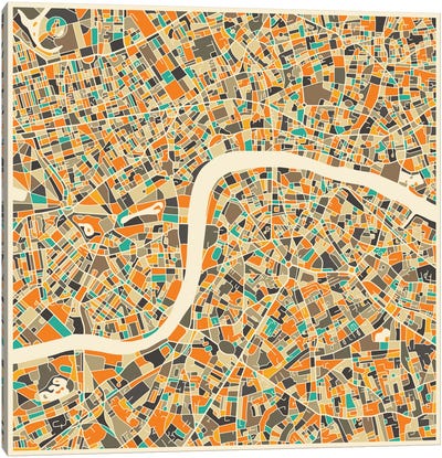 Abstract City Map of London Canvas Art Print - City Street Art
