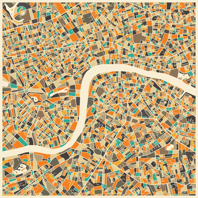 Abstract City Map of London by Jazzberry Blue wall art