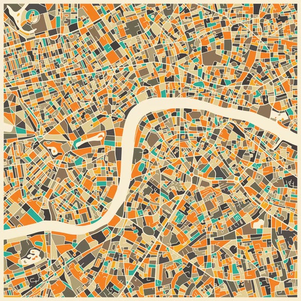 Streets: Abstract City Map of London by Jazzberry Blue