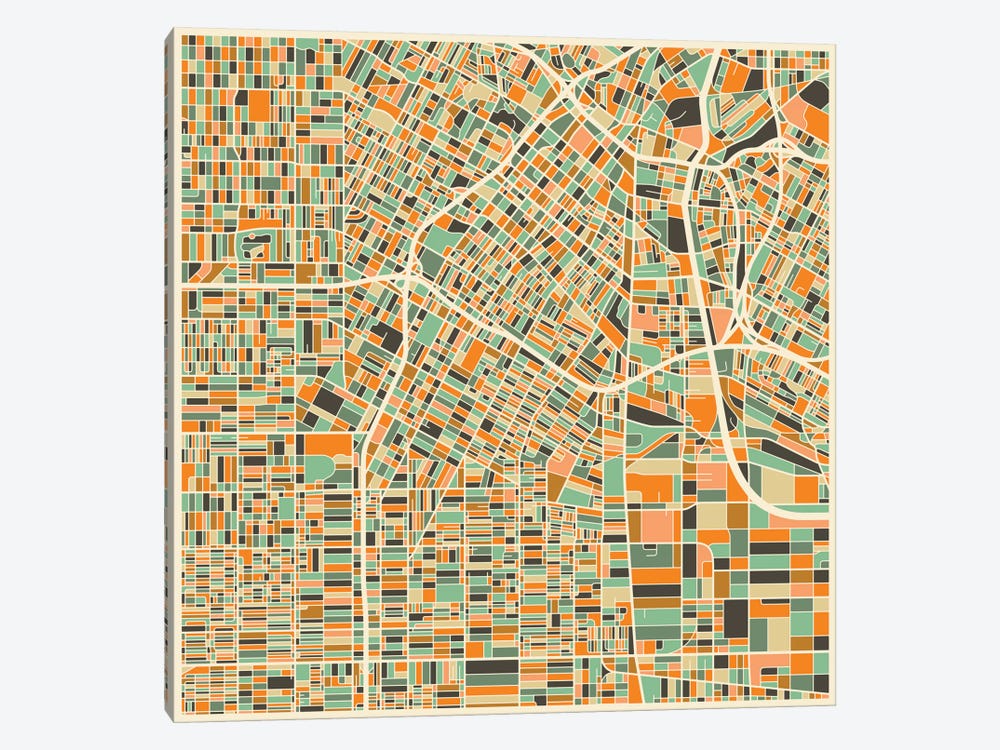 Abstract City Map of Los Angeles by Jazzberry Blue 1-piece Canvas Print