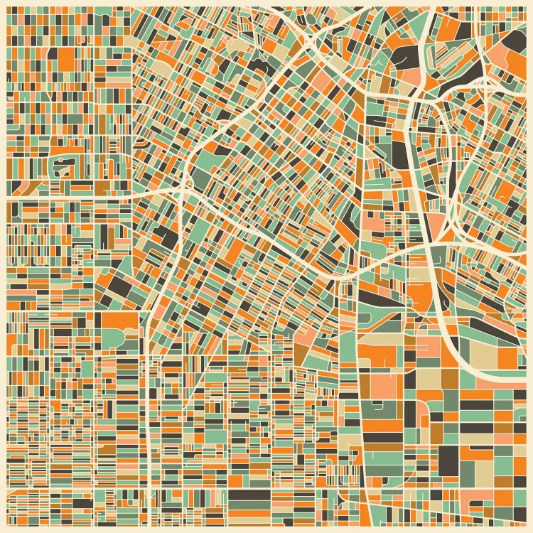 Abstract City Map of Los Angeles by Jazzberry Blue wall art