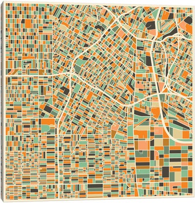 Abstract City Map of Los Angeles Canvas Art Print - Los Angeles Art