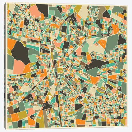 Abstract City Map of Lusaka Canvas Print #JBL104} by Jazzberry Blue Canvas Print