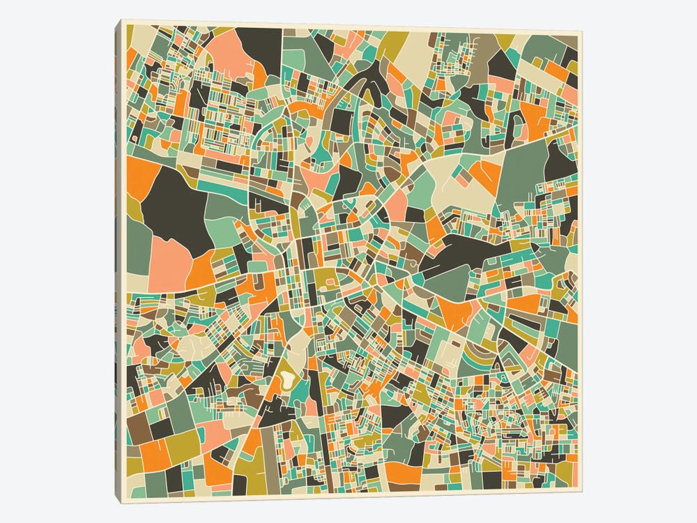 Abstract City Map of Lusaka by Jazzberry Blue 1-piece Canvas Artwork