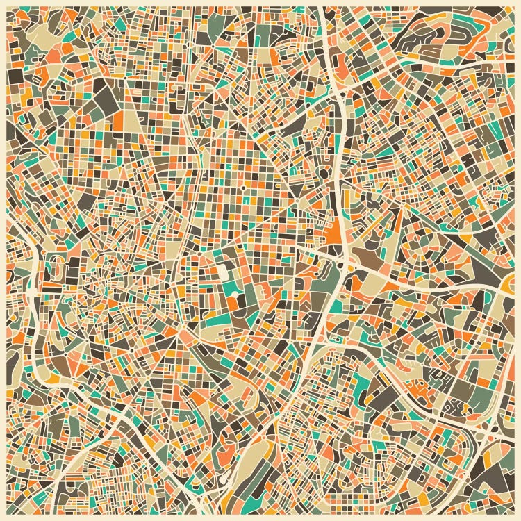 Abstract City Map of Madrid by Jazzberry Blue wall art