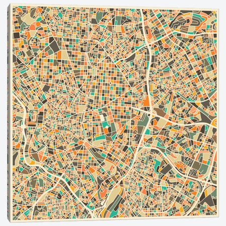 Abstract City Map of Madrid Canvas Print #JBL105} by Jazzberry Blue Canvas Print