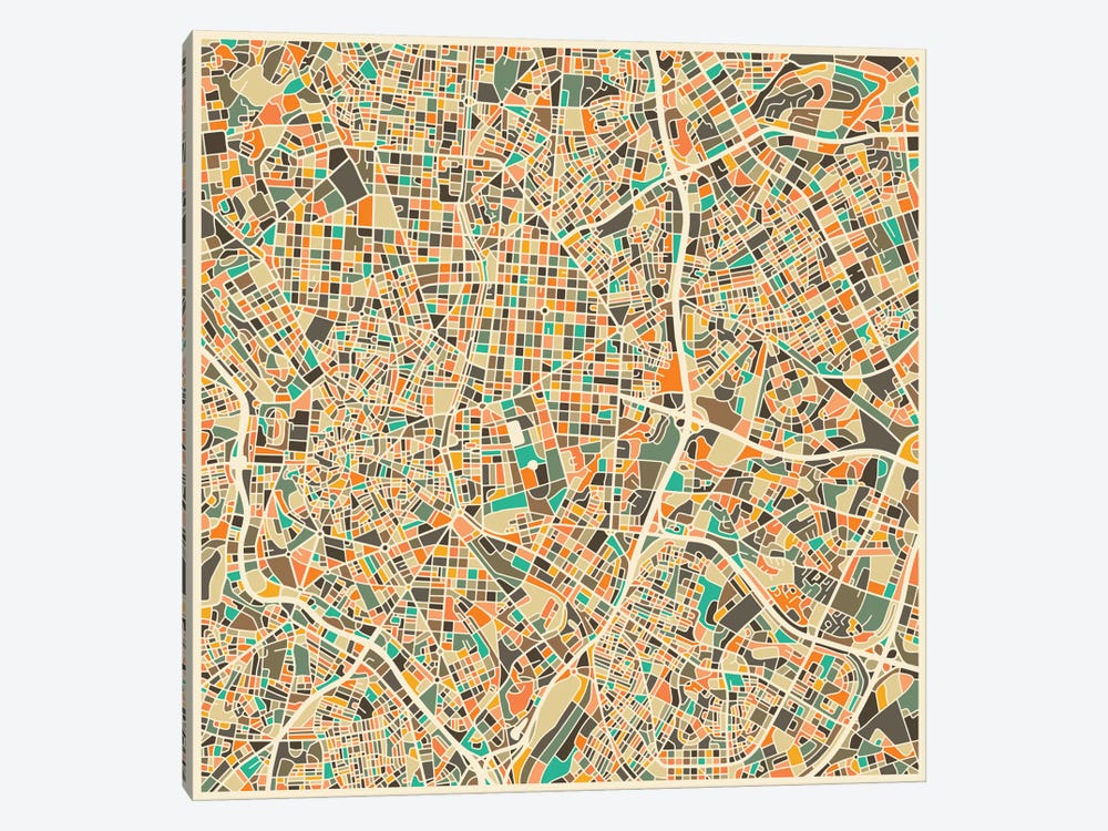 Abstract City Map of Madrid by Jazzberry Blue 1-piece Canvas Art Print