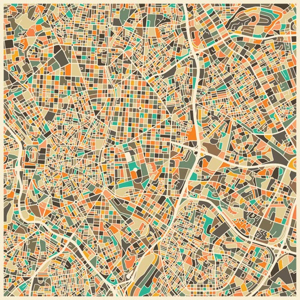 Streets: Abstract City Map of Madrid by Jazzberry Blue