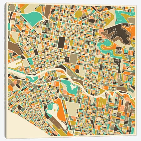 Abstract City Map of Melbourne Canvas Print #JBL106} by Jazzberry Blue Canvas Print