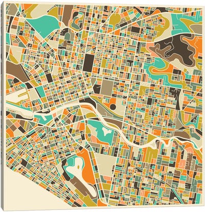 Abstract City Map of Melbourne Canvas Art Print - Australia Art