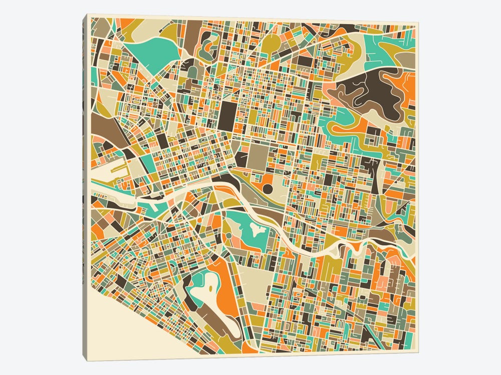 Abstract City Map of Melbourne by Jazzberry Blue 1-piece Canvas Wall Art